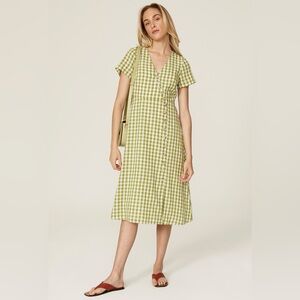 Madewell Green Gingham Wrap Dress